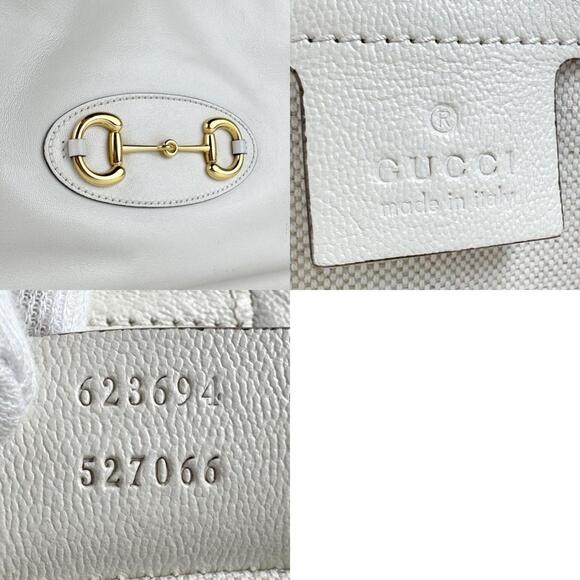GUCCI Authentic White Leather Horsebit Shoulder Bag - Picture 5 of 5